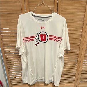 Under Armour White and Red Short Sleeve Tee